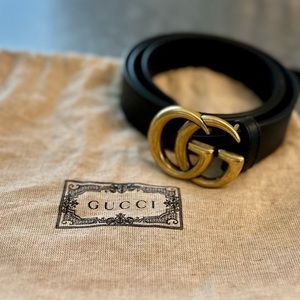 Authentic Gucci GG Marmont Leather Belt with Dustbag 85= M’s 30 W’s 6 Black $490